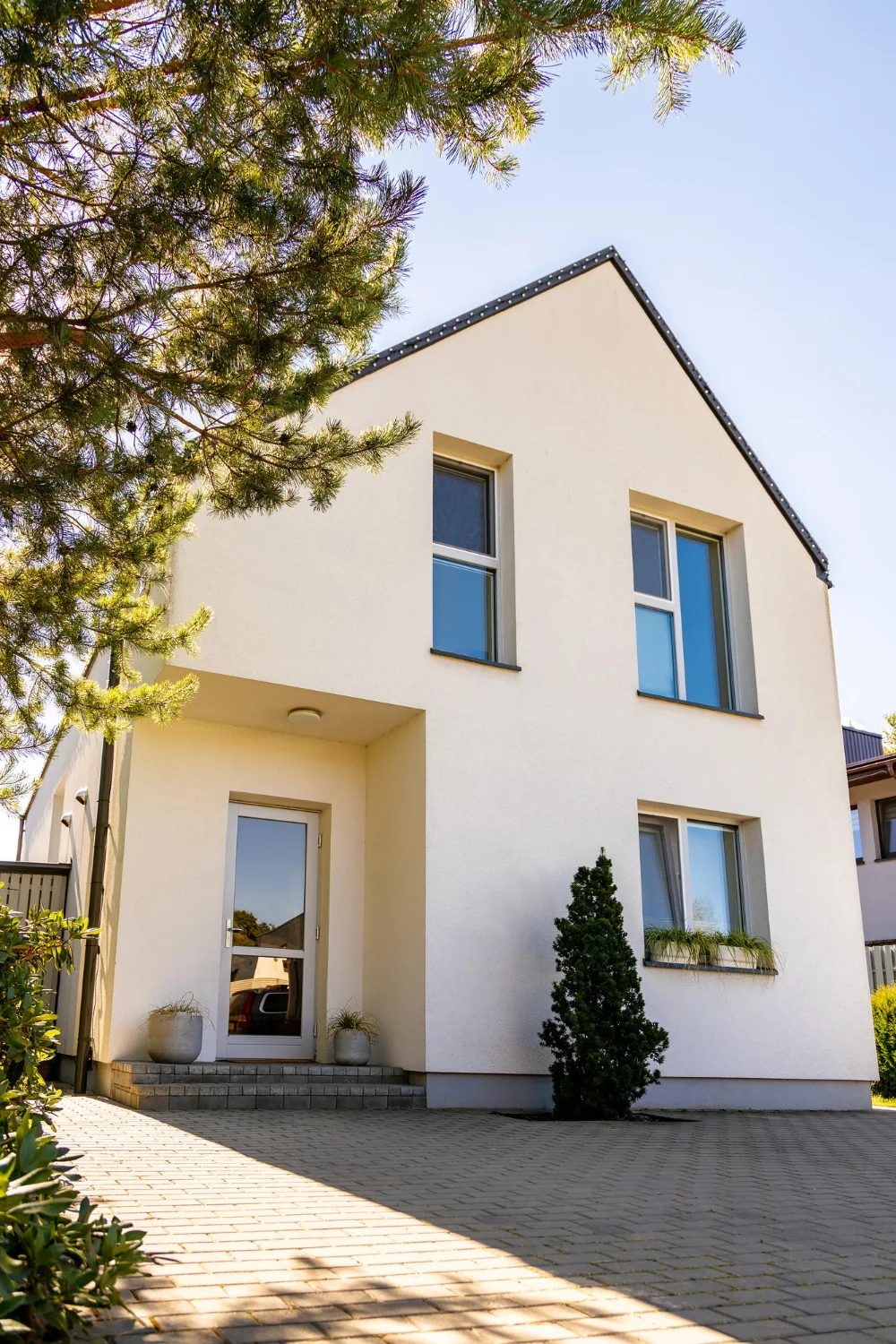 Façade enduite d'une maison individuelle
